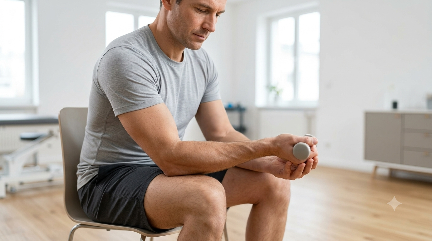 Pronation-supination avec poids décentré — épicondylite