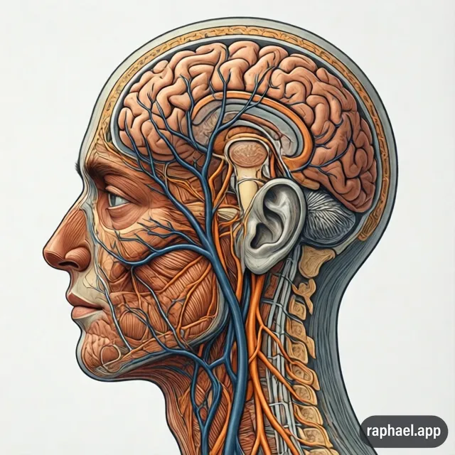 Schéma anatomique du mécanisme de la migraine et du système trigémino-vasculaire