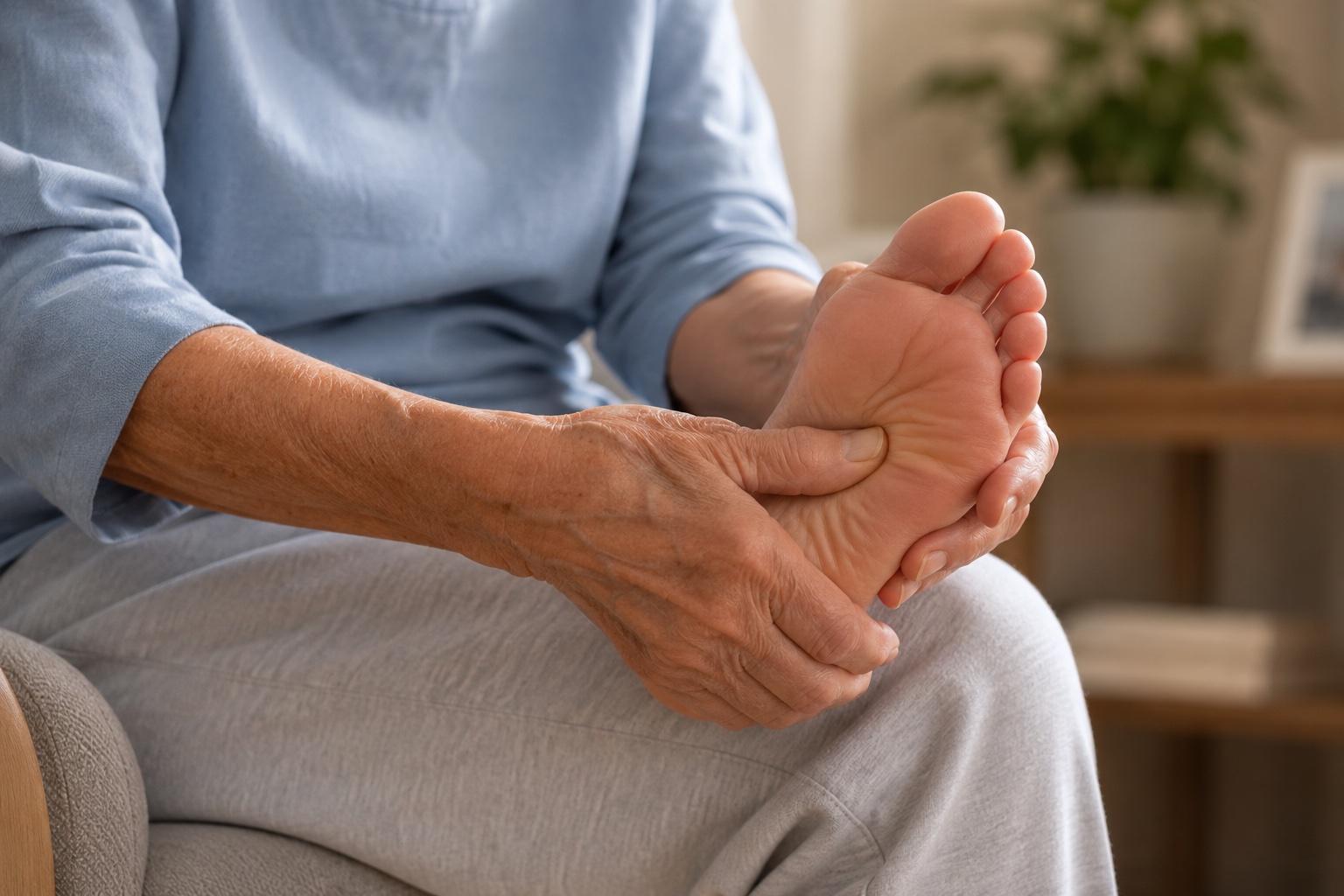 Auto-massage de la voûte plantaire pour stimuler la proprioception chez le sénior